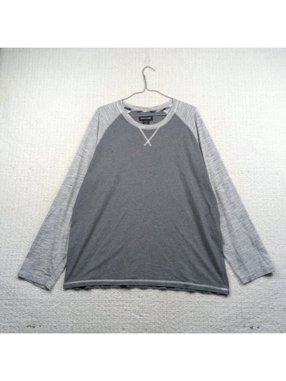 Pierre Cardin Shirt Men's Size XL Long Sleeve T-Shirt Preppy Heathered Gray